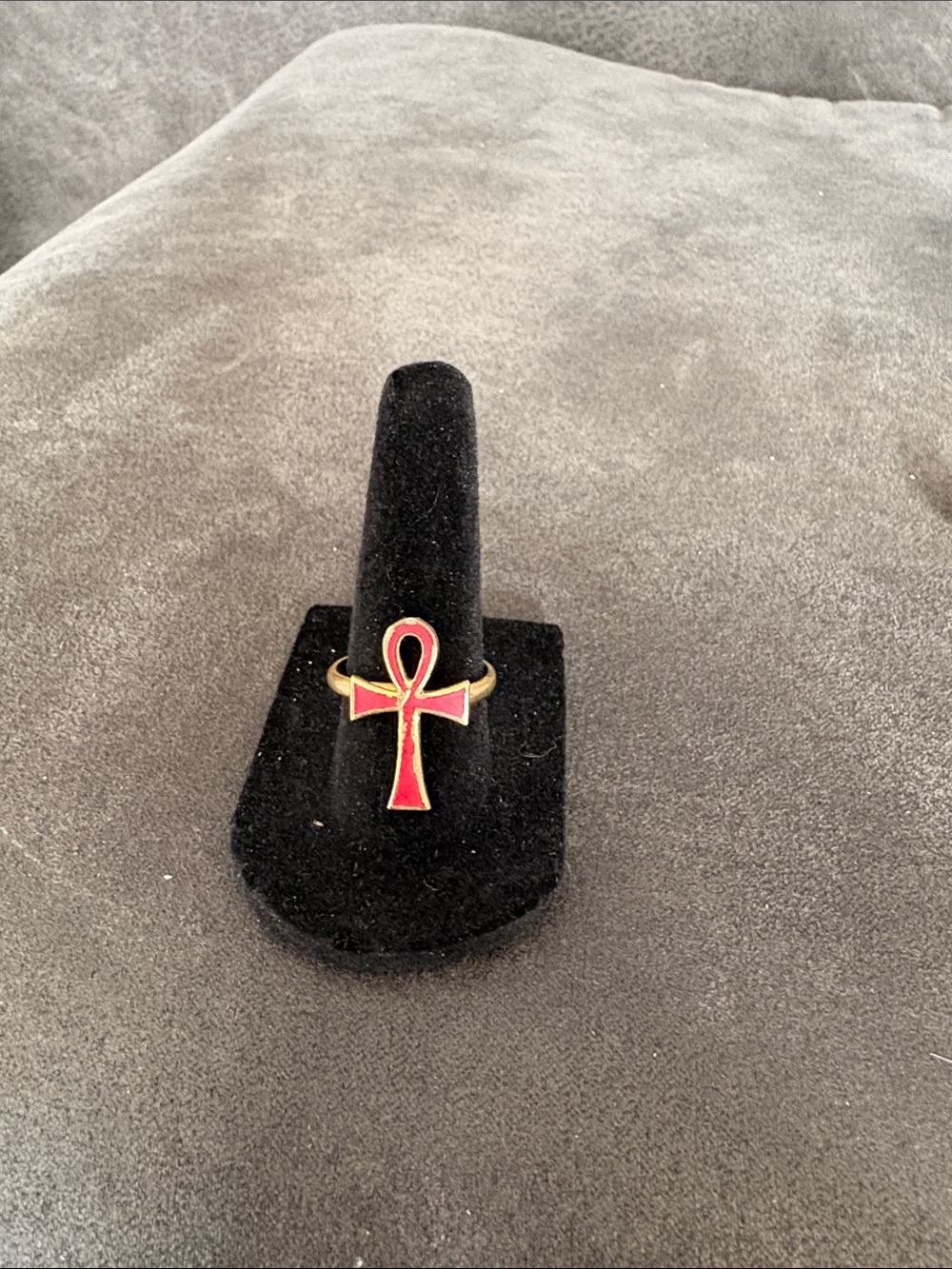 Red Ankh Symbol Ring